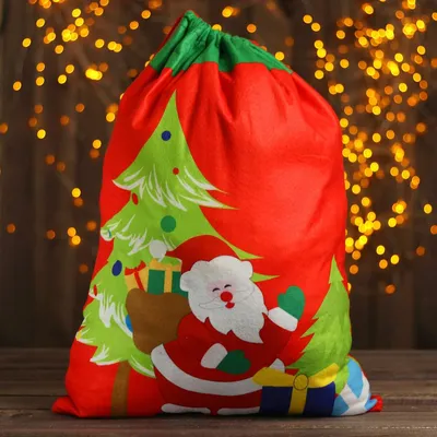 Купить сказочный мешок Деда Мороза со снежинками