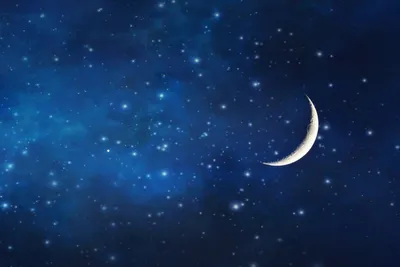 Обои звезды, луна, облака, полумесяц, месяц, небо, космос на рабочий стол