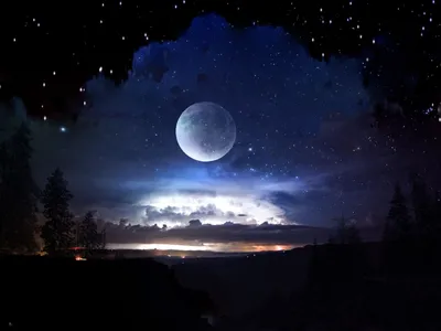 Рисунок луна и звезды - 75 фото