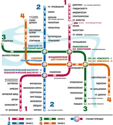 Cхема линий Петербургского метрополитена