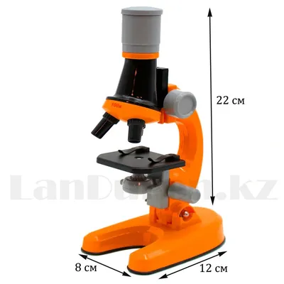 Детский Микроскоп с 3 объективами 1200х 400х 100х с приборами Scientific  Microscope 1013A оранжевый (id 90237105)