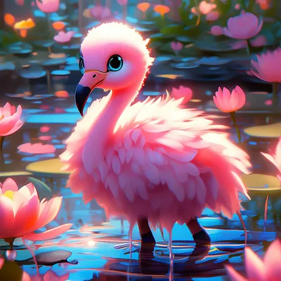 Фламинго, Милое, пушистый, pixar, , …» — создано в Шедевруме