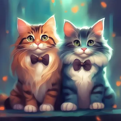 Loving cats. Влюблённые коты. PNG. | Кошки и котята, Самые милые животные,  Кошачьи