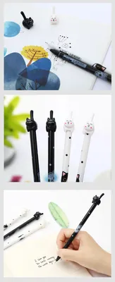 36 шт. корейские забавные черные ручки с котом, милая кавайная ручка,  шариковая ручка с синими чернилами, шариковые ручки обратно в школу, крутые  канцелярские товары - купить по выгодной цене | AliExpress