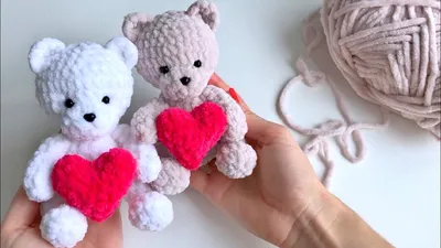 Crochet bear with a heart // Master class // A gift from the heart - YouTube