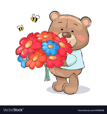 Мишка тедди с цветами #19