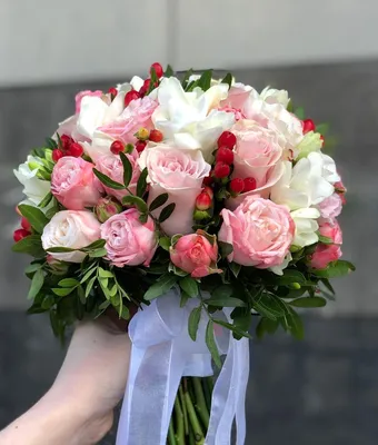 Букет свадебный № 16 из розы "Розы и Лизиантус" — купить в Минске