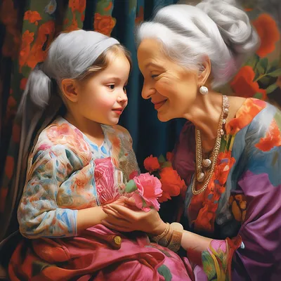 Иллюстрация Молодая бабушка в стиле реализм | 