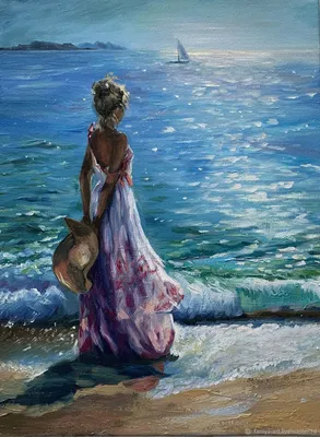 Картины: Морской пейзаж." Девушка у моря." в интернет-магазине Ярмарка  Мастеров по цене 0 ₽ – M76FWRU | Картины, Бугульма - доставка по России