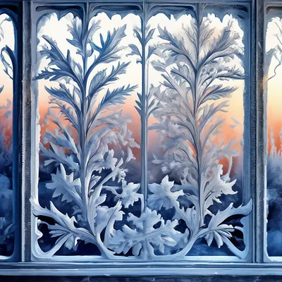 Мороз, морозные узоры на окне, …» — создано в Шедевруме