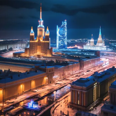 INFO-CAM | Галерея : Москва-Сити ночью. Фрагмент. Moscow City at Night.