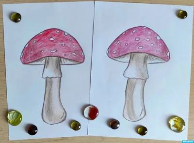 Как нарисовать мухомор поэтапно для детей » рисуем грибы мухоморы легко и  просто карандашом и красками