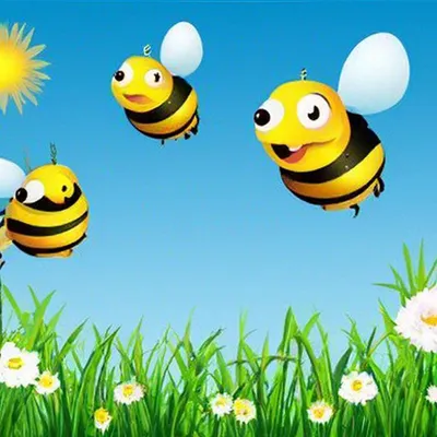 Круглые мультяшные пушистые пчелы …» — создано в Шедевруме