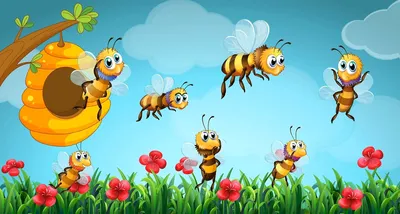 ᐉ Фотообои бумажные AG FT0039 мультяшные пчелки 92 х 210 см вертикальные  купить в Украине недорого | Мир Обоев