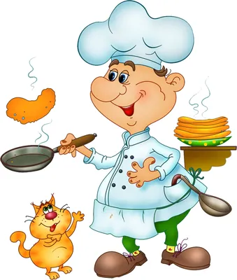 Уверенный мультяшный повар с подносом PNG , белый, персонаж, шеф повар PNG  картинки и пнг PSD рисунок для бесплатной загрузки