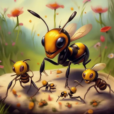 Муравей и пчела и их дети» — создано в Шедевруме