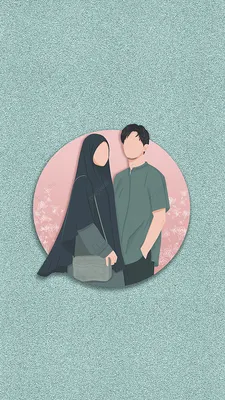 Иллюстрация мусульманской семьи с мужем и беременной женой | Премиум векторы