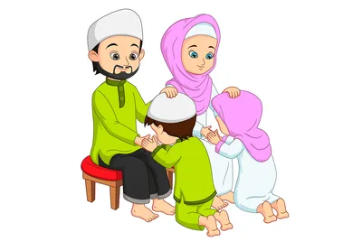 Милая мусульманская мама и дочь иллюстрация на день матери вектор | Премиум  векторы