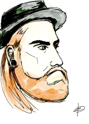 Иллюстрация Мужик с бородой в стиле скетчи | 