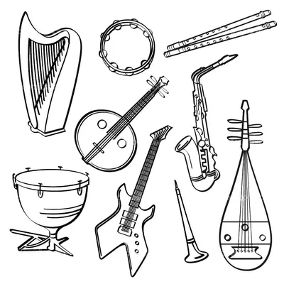 Pаскраска Музыкальные инструменты #167123 (объекты) – Раскраски для печати