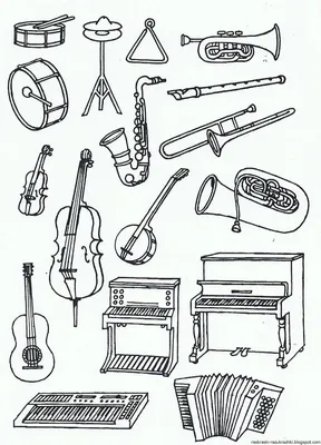 Раскраска Музыкальные инструменты | Раскраски Антистресс