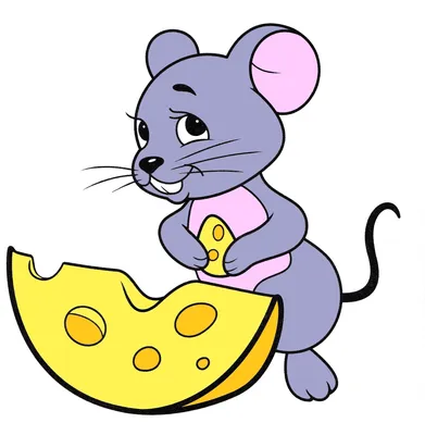 Мышка с сыром в стиле 2D на 