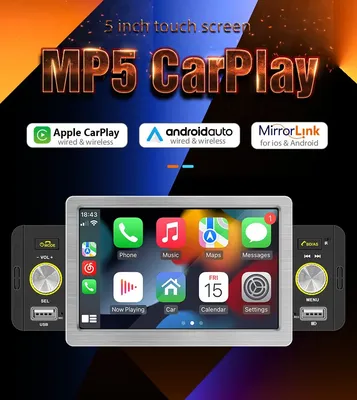 158 Вт 1Din автомобильное радио CarPlay Android Авто 5 дюймов MP5 плеер  Bluetooth Hands Free A2DP USB FM приемник аудио система | AliExpress