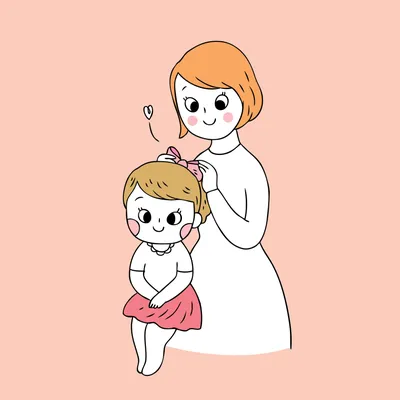 Нарисованная картинка мама и дочка для детей