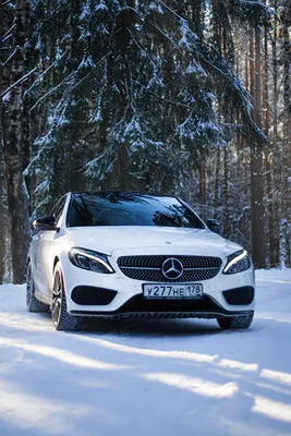 Fotos Mercedes-Benz mercedes c63 amg c450 Weiß Schnee Vorne 640x960