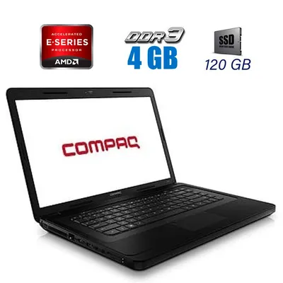 Купить ноутбук Б-класс HP Compaq Presario CQ57 / 15.6" (1366x768) TN / AMD  E300 (2 ядра по 1.3 GHz) / 4 GB DDR3 / 120 GB SSD / AMD Radeon HD 6310  Graphics / WebCam / DVD-ROM / VGA в Украине