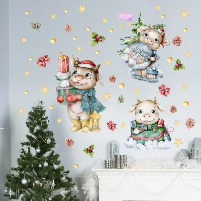 Наклейки на стену Новогоднее настроение (санта снеговики надпись С новым  годом) Набор M 1100х550мм матовая (ID#1504870251), цена: 450 ₴, купить на  