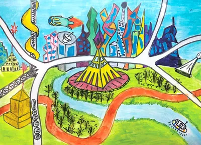 Раскраска Город будущего | Раскраски из мультфильма В гости к Робинсонам  (Meet the Robinsons)