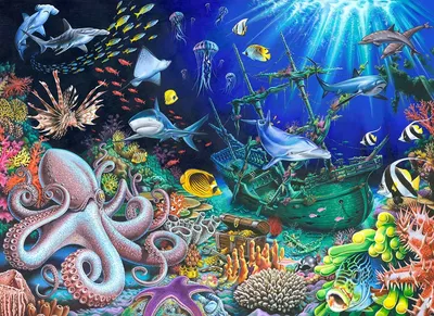 Подводный мир Лёгкие рисунки Рисунок Эстетика | Ocean art, Ocean painting,  Underwater art