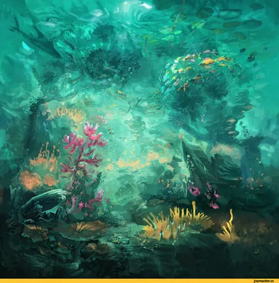 Подводный мир Витраж Иллюстрация Мистика Рисунок | Энвайронмент, Фэнтези  рисунки, Подводный