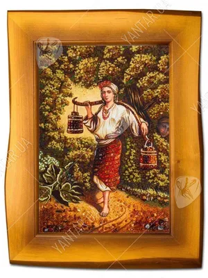 Панно на украинскую тематику | Купить подарок, сувенир из янтаря - Панно из  янтаря на сайте 