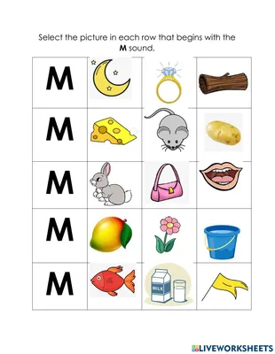 Letter M Sound activity | Live Worksheets