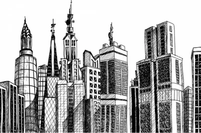 Изображение Рисунок города Узкие вертикальные Город и городские пейзажи Для  подростков Живопись Разное