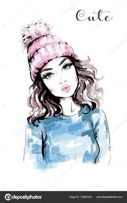 Картинки нарисованные девушка зима