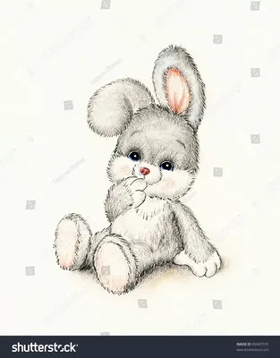 Симпатичный пушистый эскиз кролика, нарисованный чернилами. векторная  иллюстрация. | Премиум векторы