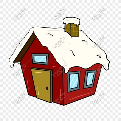 Нарисованная рукой иллюстрация красного дома зимы изображение_Фото номер  611491149_PSD Формат изображения_