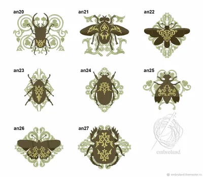 Насекомые. Дизайн для машинной вышивки – заказать на Ярмарке Мастеров –  HZDRRRU | Схемы для вышивки, Москва