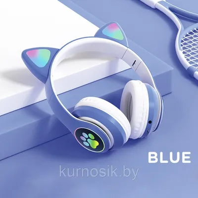 Беспроводные 5.0 bluetooth наушники Светящиеся Кошачьи ушки STN-28 синий:  купить в Минске. Цены на наушники и гарнитуры в интернет магазине  