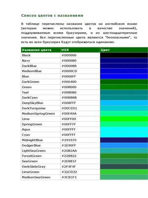 Таблица цветов колготок, цвет колготок, карта цветов колготок, название  цветов колготок от 