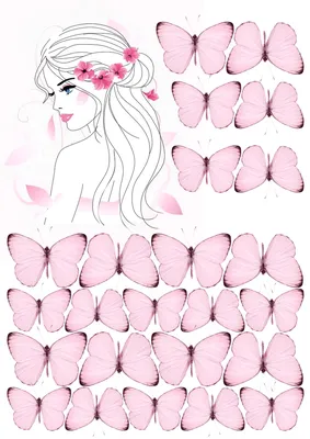нежная девушка и бабочки розовые | Бумажные бабочки, Открытки аппликации,  Бесплатные трафареты