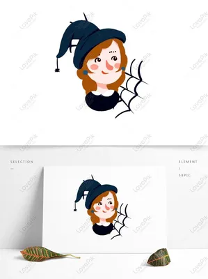 Милые нарисованные картинка #710735 - Элементы иллюстрации шаржа ведьмы  хеллоуина милые нарисованные р изображение_Фото номер 732374989_PSD Формат  изображения_ - скачать