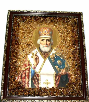 Купить Икона из янтаря - Николай Угодник по цене 37 950 руб.