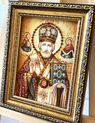 Православная икона: Святитель Николай Чудотворец - серебряный оклад,  производство Греция, в подарочной упаковке