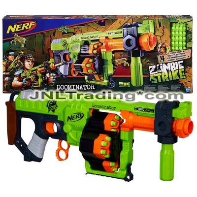 NERF Zombie Strike DOOMINATOR Blaster with 4 Rotating Drums and 24 Elite  Darts | eBay