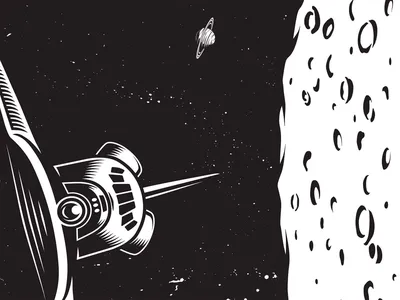 НЛО летающая игла в космосе на …» — создано в Шедевруме