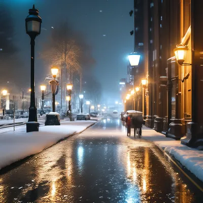 Городской пейзаж. Ночь. В свете …» — создано в Шедевруме